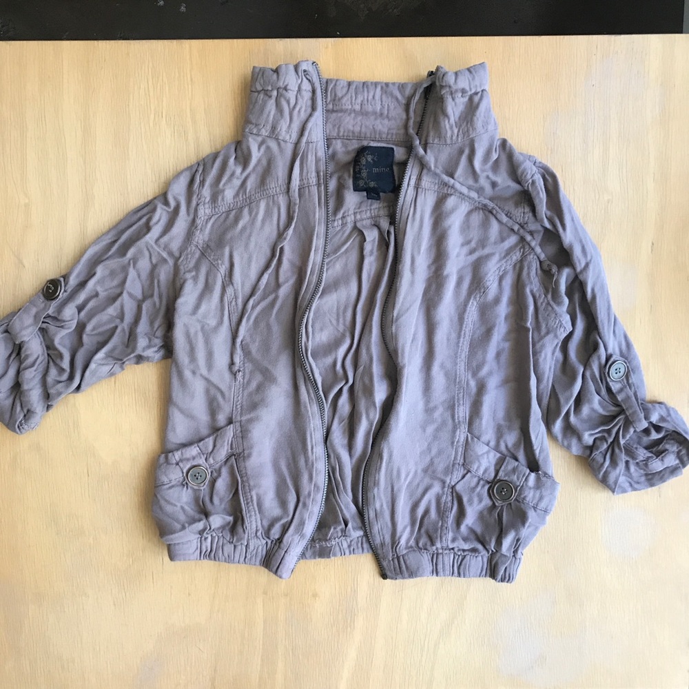 Taupe light weight zip up fashion jacket